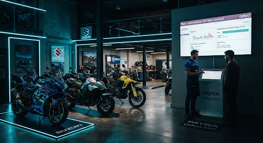 Showroom de motocicletas Suzuki donde Payra implementó Odoo ERP